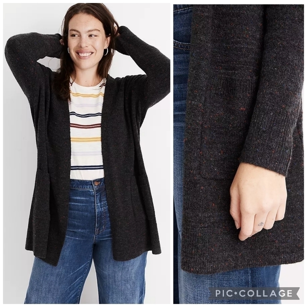 Madewell Donegal Kent Open Front Cardigan Sweater Coziest Yarn Gray